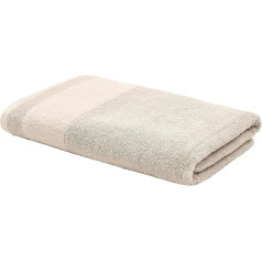 LOOKS By Wolfgang Joop Bath Towel, 70 x 140 cm, 100% Cotton, Luxury Hand Towel with Hanger and Embroidered Logo, Beige