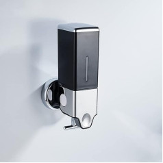Manual Press Head Wall Mounted Soap Dispenser, Shower and Lotion Dispenser for Home, Bathroom, Kitchen, Hotels, Restaurants (Black, 500ml)