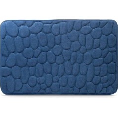 Amago - Microfibre Bath Mat Stone Look 100% Polyester 50 x 80 cm Blue