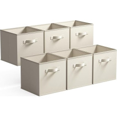 GRANNY SAYS Fabric Storage Cubes, Pack of 6 Storage Boxes for Cube Shelf, Shelf Baskets, 26.7 x 26.7 x 28 cm, Beige Shelf Boxes with Handles, Fabric Boxes Storage for Kallax Shelf, Folding Boxes