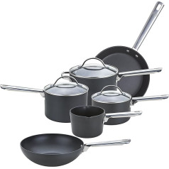 Anolon Professional Premium Non-Stick Saucepan, Frying Pan and Frying Pans with Glass Lids, 6-Piece Set, Black