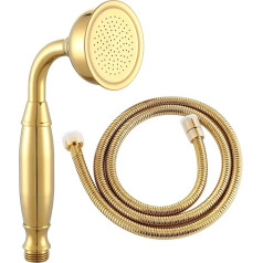 Ownace Traditional Brass Gold Plated Victorian Shower Head with 1.5m Shower Hose for Batnroom Replacement