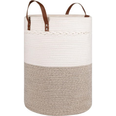 Laundry Basket, Large Woven Storage Basket, Cotton Rope Blanket Basket, Toy Storage Basket, Nursery Decoration, Laundry Basket with Handle