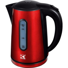 Efbe-Schott Design-Edelstahlwasserkocher, 1,7 Liter, 2000 W, Partikelfilter, Metallic-Rot/Schwarz, SC WK 1020 R