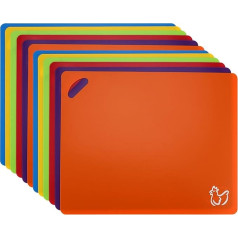 FUNSUEI 12 Pieces 30 x 38 cm Flexible Plastic Chopping Board Mats, Colored Flexible Chopping Board Set, Extra Thick Chopping Board Set with Holes, Large Plastic Food Cutting Boards
