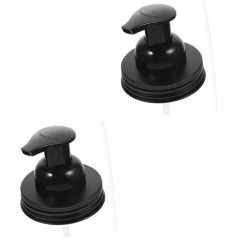 Alipis 2pcs Mason jar lid pump head black soap dispenser foam dispenser bathroom jar soap bottle pump lids dispenser pump Lotion Bottle Pumps Stainless Steel Soap Nozzle