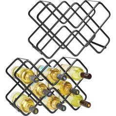 mDesign Set of 2 Wine and Bottle Rack - Beautiful 3 Tier Metal Wine Rack Holds up to 16 Bottles - Free Standing Rack for Wine Bottles or Other Drinks - Black