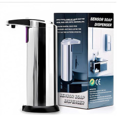 Automatic Soap Dispenser, Disinfectant Holder, Liquid Dispenser, Pump, Infrared Sensor Stainless Steel Liquid Soap Holder, Suitable for Bathroom, Kitchen