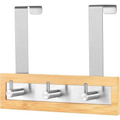 Bamboo Stainless Steel Towel Door Hooks (3 Hook) by ToiletTree Products