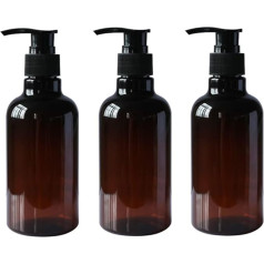 3pcs Amber Plastic Soap Dispenser Bottles Empty Pump Bottle Lotion Dispenser Lotion Dispenser Refillable Toiletries Containers Bathroom Accessories with Black Lotion Pumps