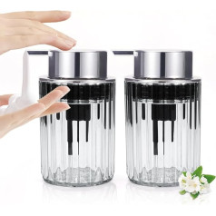 LELE LIFE Pack of 2 Foam Soap Dispensers - Clear Acrylic Foam Hand Soap Dispenser with Silver Pump for Bathroom, Modern Refillable Foam Soap Bottle (Clear)