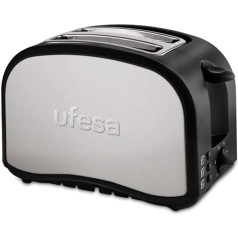 Ufesa TT7985 - Toaster, 2 Slots, 800 W, 6 Positions, Defrost Function, Stainless Steel