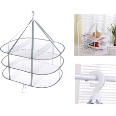 Fiacvrs 3 Tier Sweater Dryer Frame, Portable Foldable Laundry Drying Basket, Sturdy Windproof, for Sweaters, Herbs and Other Deposits