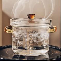 0.45 L / 15.8 oz Glass Pot Sauté Pan with Covered Lid for Cooking Glass Cooking Pot Soup Pot Transparent Heat Resistant High Borosilicate Glass Bowl Glass Cooking Pot