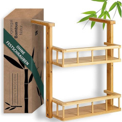 Green'n'Modern Hanging Shelf for Refrigerator, Fridge Shelf, Spice Rack, Hanging Made of Wood, Bamboo, Kitchen Shelf, Compact for Students, Robust Space Gain, Quick to Assemble on the Kitchen Cabinet