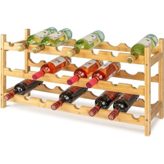 VINOMENTO® Wooden Wine Rack [24 Bottles] Bottle Rack Stackable - Expandable | Drink Rack | Wine Rack Stackable | Bottle Storage | Bottle Rack Wood | Wine Bottle Rack