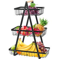 BOPHIS Fruit Basket Bread Basket 3 Tiers Fruit Stand Metal Fruit Bowl Cake Stand Bread Basket Vegetable Basket Stand with 3 Levels Fruit Holder for Kitchen Fruit Vegetable Snacks Storage with