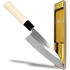 Seki Japan TSUBAZO Japanese Sushi Chef Knife, Stainless Steel Sashimi Deba Knife, Shiraki Handle, 150 mm (5.9 in)
