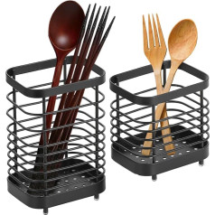 TsunNee 2 Pieces Double Use Utensil Holder, Stainless Steel Cutlery Drainer Rack, Rustproof Sink Organiser, Cutlery Organizer for Kitchen Utensils