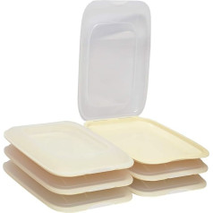 ENGELLAND - High quality stackable cold food boxes, food storage container for cold cuts. Sausage container. Perfect order in the fridge, pack of 6, colour: beige, dimensions 25 x 17 x 3.3 cm