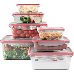 classbach® Food Storage Containers with Lid, Set of 7, 100% Leak-Proof, Meal Prep Boxes, Suitable for Microwave, Dishwasher, Freezer, Lunch Box, Meal Prep Stackable, Freezer Containers, C-FHD 4008 K