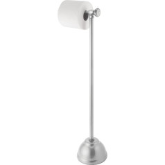 mDesign Toilet Roll Holder for 1 Toilet Roll - Timeless Rustproof Metal Paper Roll Holder for Bathroom and Toilet - Toilet Paper Holder Also for Larger Rolls - Silver