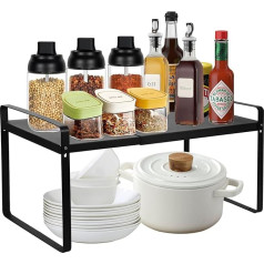 Expandable Kitchen Shelf Organiser, Spice Rack, Standing, Kitchen Shelf, Worktop Organiser, Spice Holder, Metal, Kitchen Cabinet Organiser, Storage Shelf, Kitchen Shelf for Kitchen, Counters, Pantry,