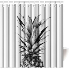 Violetpos Top Quality Anti-Mould Shower Curtain Digital Printing for Bathroom Bath Curtains Grey Pineapple Tropical Fruits 120 x 180 cm