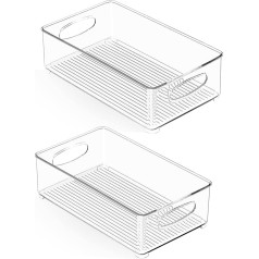 Fridge Organiser Transparent Storage Boxes Kitchen Set High-Quality Stackable Storage Cabinet for Cosmetics Cabinets Shelves Storage Office Supplies Sink 2 Pieces