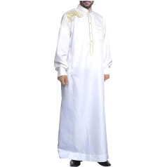 zhxinashu Men's Plain Thobe Abaya Dubai Style Short Sleeve Robes S-XXXL