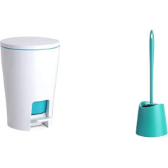 TATAY 4434913 Diabolo Bathroom Bucket Turquoise + Toilet Brush Standard Polypropylene Black Brush BPA Free Made in Spain Turquoise Colour Measures 12 x 12 x 38 cm