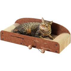 FUKUMARU Cat Scratching Board, 66 cm, Durable Scratching Cardboard and Felt, Large Lounger, 2 Reversible Cat Scratching Pads for Cats, Recyclable Cat Scratching Bed Made of Corrugated Cardboard with