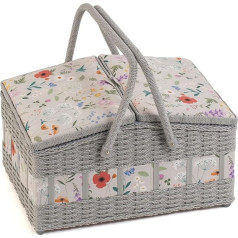 Hobby Gift Large Willow Sewing Box with Two Lids - Wild Flowers
