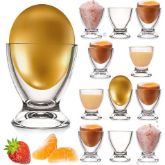 PLATINUX Glass Egg Cup Set, 12 Pieces, Egg Stand, Egg Holder, Breakfast, Brunch, Egg Cup