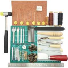 ele ELEOPTION 44 Pieces DIY Craft Leather Tools Leathercraft Couture Punch Tool Kit for Sewing Chopping Board Home Handmade Accessories