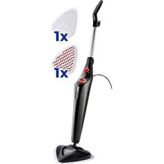 Vileda Steam Plus Steam Cleaner with PowerPad and Microfibre Replacement Cover, Removes up to 99.9% of Bacteria and Viruses, for All Floors, Ideal for Carpets, Eco Packaging