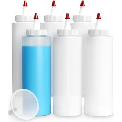 Pixiss Tie Dye Squeeze Bottles (227 ml) Pack of 6 and Funnel for Creative Hair Dyeing Accessory Kit