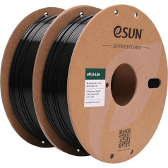 eSUN PLA Filament 1.75 mm, Modified 3D Printer Filament PLA, Dimensional Accuracy +/- 0.03 mm, 1 kg per Spool, 2 Spools 3D Printing Filament for 3D Printer, Black