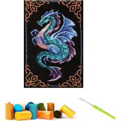 CCWORAN Dragon Rug Craft Kit for Adults Crafts Latch Hook Kit Tapestry Cushion Pattern Printed Mesh Mat Canvas Wool Yarn