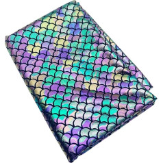 aufodara Mermaid Fabric 200 x 148 cm 2-Way Stretch Fabric Glitter Fish Scale Fabric Iridescent Fabric for Fabrics for Sewing, DIY Crafts (200 x 148 cm, Colourful)