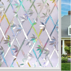 Window Film Opaque Self-Adhesive 90 x 200 cm 3D Rainbow Window Film Privacy Film Static Window Film Colourful No-Glue Anti-UV Sun Protection Film for Office Living Room
