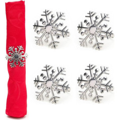 Christmas Concepts® Set of 4 Silver Napkin Rings - Luxury Christmas Napkin Holder - Table Decoration (Tree) (Snowflake)