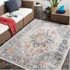 Surya Safi Vintage Rug - Rug Living Room, Dining Room, Hallway, Rugs Living Room - Boho Rug Oriental Style, Short Pile Carpet - Colourful Rug Blue, Rust 120 x 170 cm