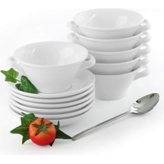Holst Porzellan Soup Cup 0.35 L with Saucer Set of 12 for 6 People