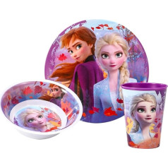 Disney 35090 Breakfast Set Melamine without Border, 3-Piece Frozen 2 Breakfast Cups, Not Applicable, Frozen 2