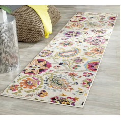 SAFAVIEH Boho Chic Teppich für Wohnzimmer, Esszimmer, Schlafzimmer - Monaco Collection, Kurzer Flor, Elfenbein und Multi, 66 X 244 cm