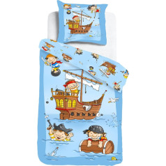 ESPiCO Children's Bed Linen Sleep and Dream Pirate Ship Pirate Cannons Sea Ship Sabre Renforcé, Size: 135 cm x 200 cm