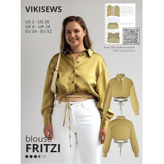 Vikisews Fritzi Sewing Pattern for Blouse Sizes 8-24-26