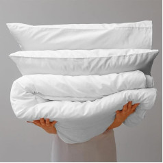 Purity Home 144 Thread Count 100% Organic Cotton Percale Fabric Knife Edge Button Closure 2 Piece Bedding Set (Single, White)