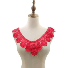 Floral Embroidery, Lace Neckline, Embellishment, Sewing, Applique, Trim, Lace, Fabric, Dress, Accessories, Scrapbooking, Fake Collar, Red